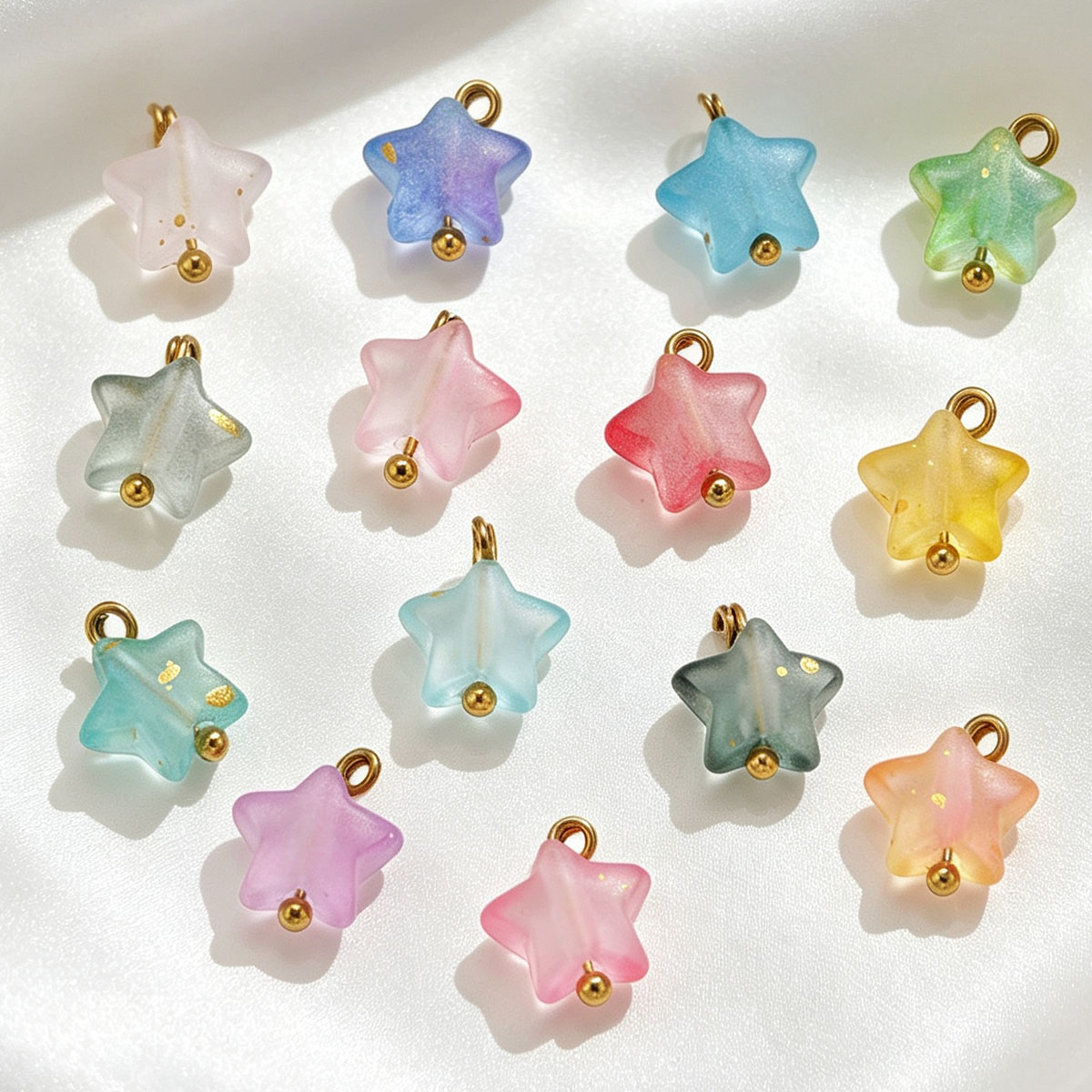 Moon Star Earrings - 12개 미니 혼합 색상 아크릴 별