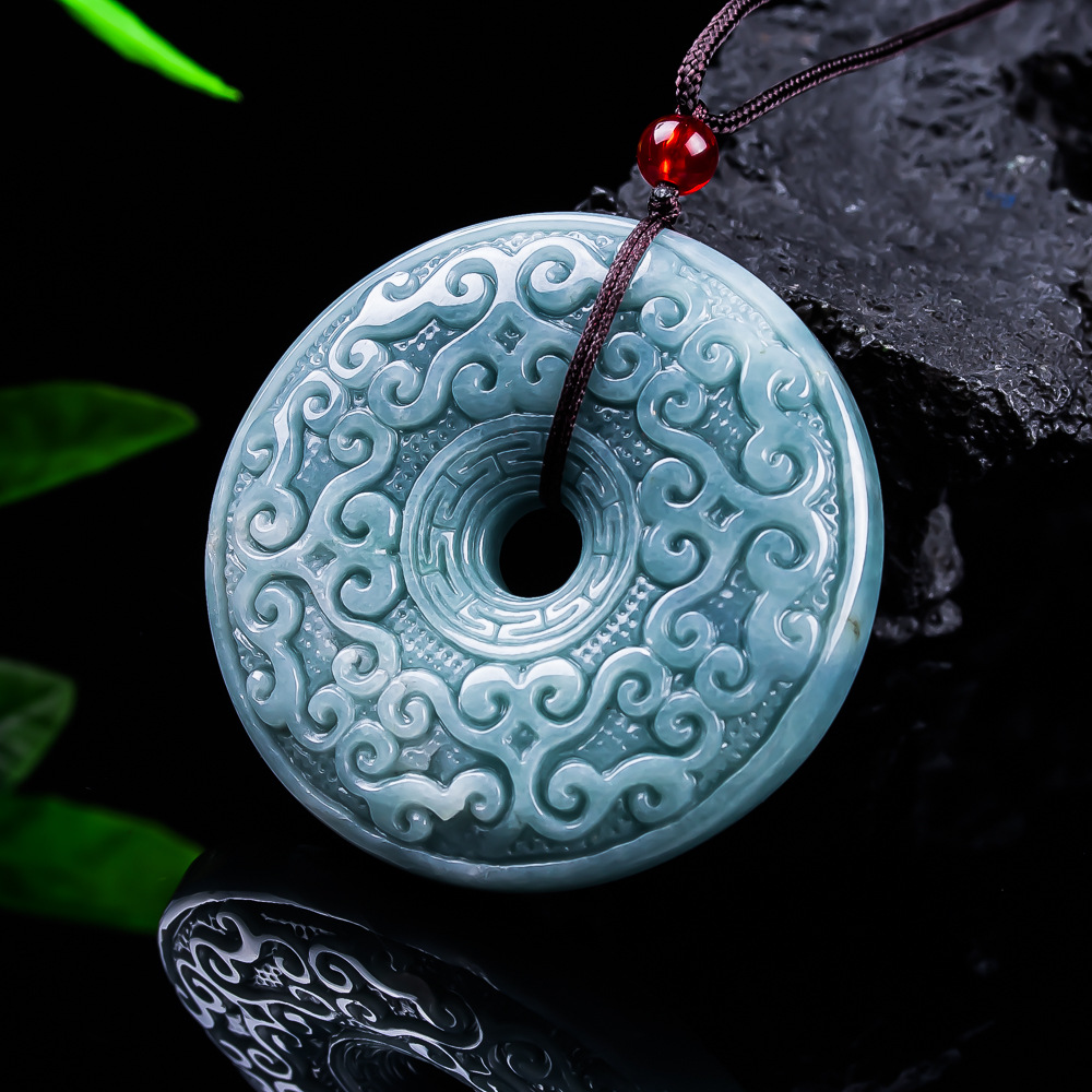 Jewelry & Watches Bench - 천연 버마산 경옥 꽃 펜던트 목걸이