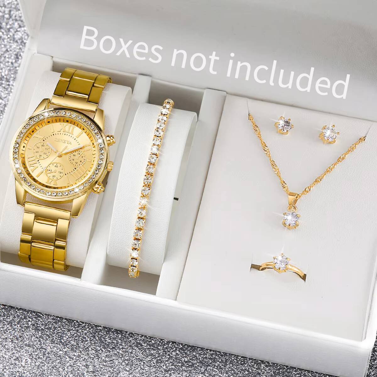 Jewelry And Watches Box - 6개/세트 패션 라인스톤 여성용 시계 아날로그