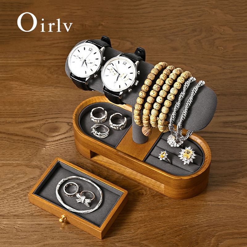 Jewelry And Watches Box - Oirlv 단단한 나무 시계 주최자 선반