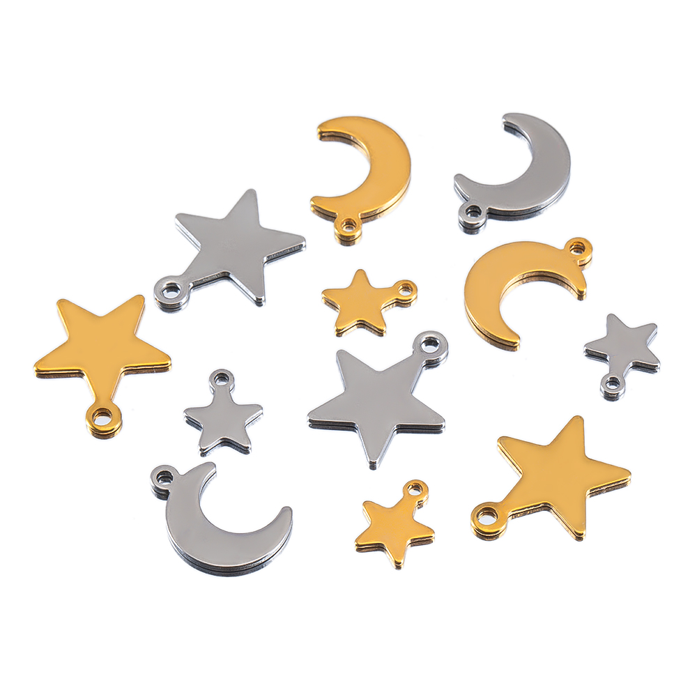 Moon Star Earrings - 20개 스테인리스 스틸 플랫 스타 문
