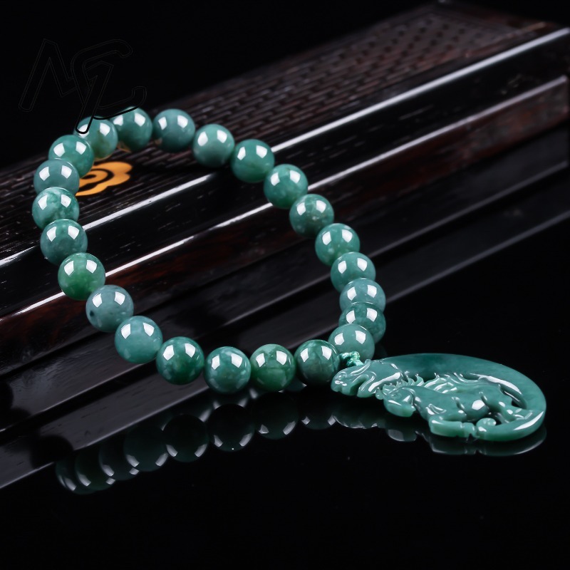천연 비취 블루 워터 조디악 말 비즈 핸드 니팅 팔찌  - Jewelry & Watches Bench 리뷰 및 가격