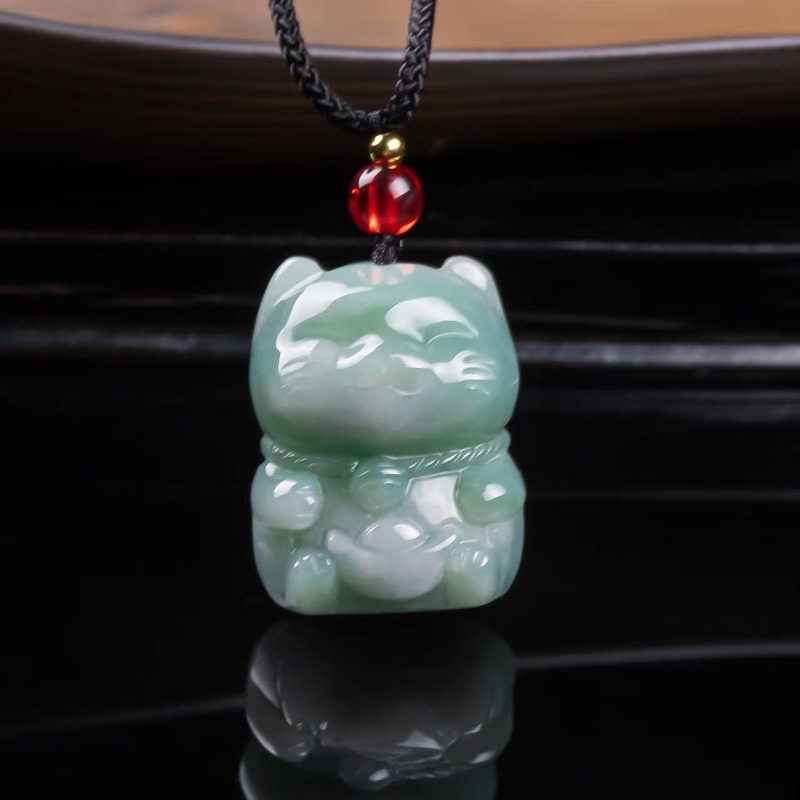 천연 에메랄드 옥 행운의 고양이 펜던트 미얀마 경옥 목 - Jewelry & Watches Bench 리뷰 및 가격
