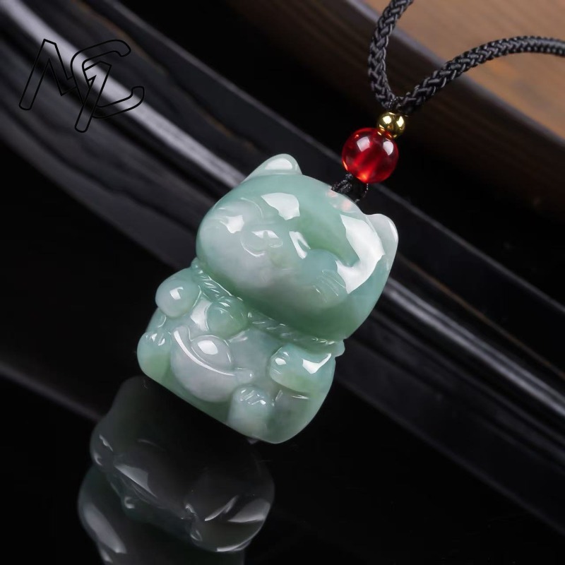 천연 에메랄드 옥 행운의 고양이 펜던트 미얀마 경옥 목 - Jewelry & Watches Bench 리뷰 및 가격