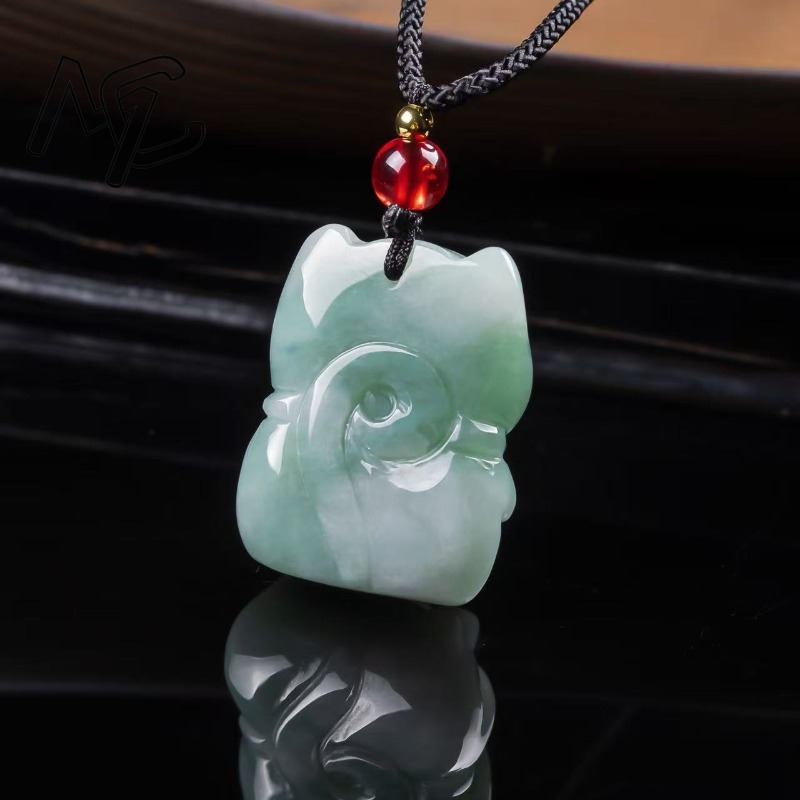 천연 에메랄드 옥 행운의 고양이 펜던트 미얀마 경옥 목 - Jewelry & Watches Bench 리뷰 및 가격