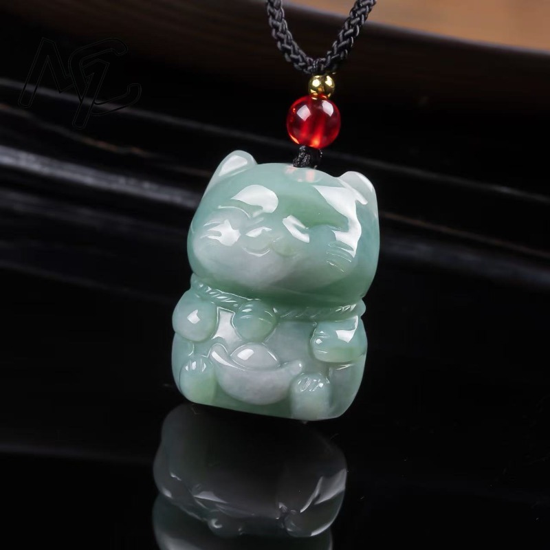 천연 에메랄드 옥 행운의 고양이 펜던트 미얀마 경옥 목 - Jewelry & Watches Bench 리뷰 및 가격