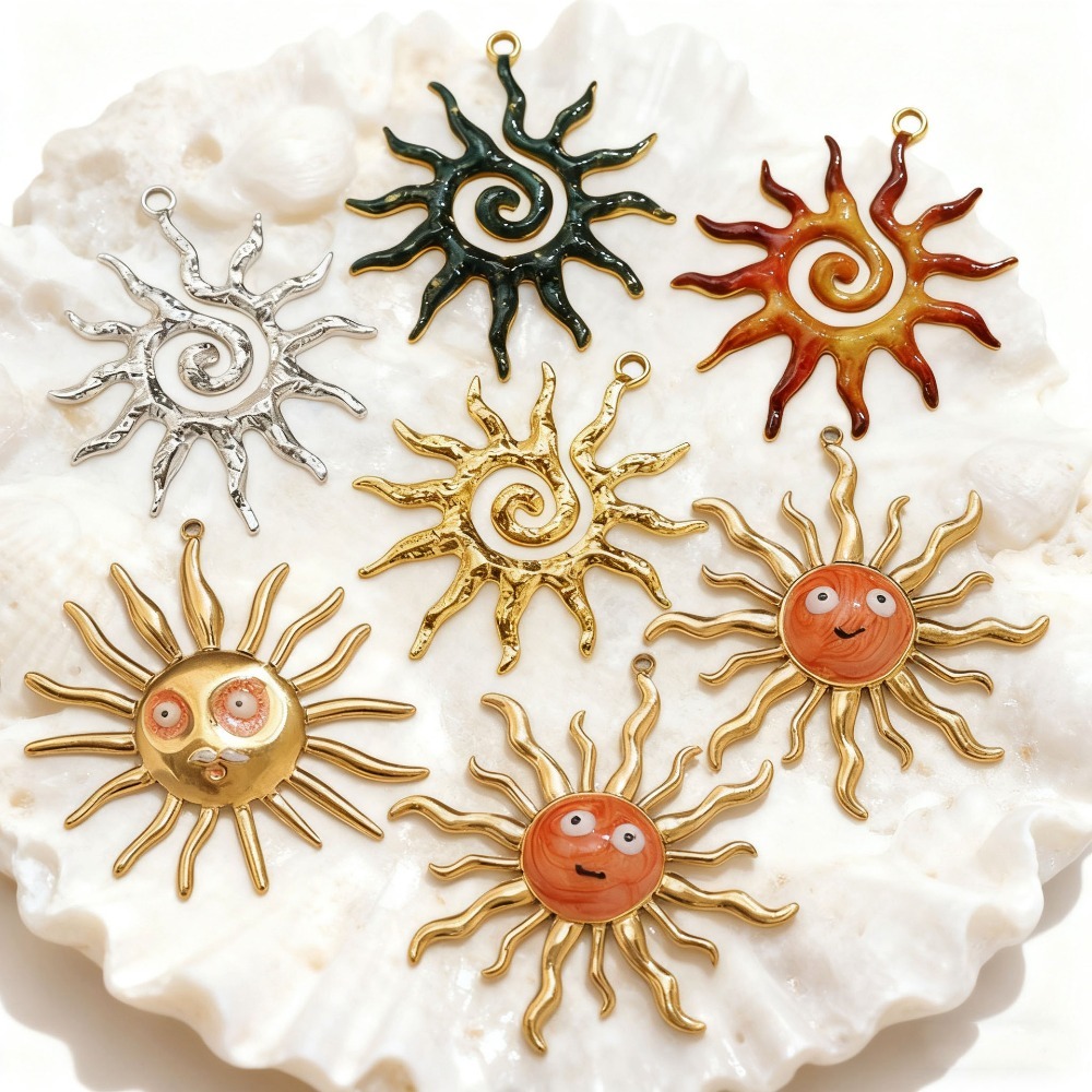 5PCS 스테인레스 스틸 빈티지 나선형 태양 금도금 참 - Moon Star Earrings 리뷰 및 가격