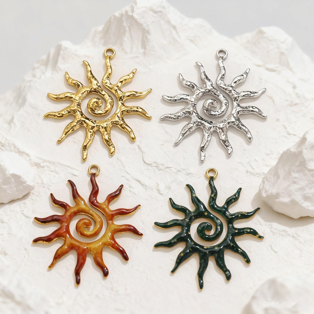 5PCS 스테인레스 스틸 빈티지 나선형 태양 금도금 참 - Moon Star Earrings 리뷰 및 가격