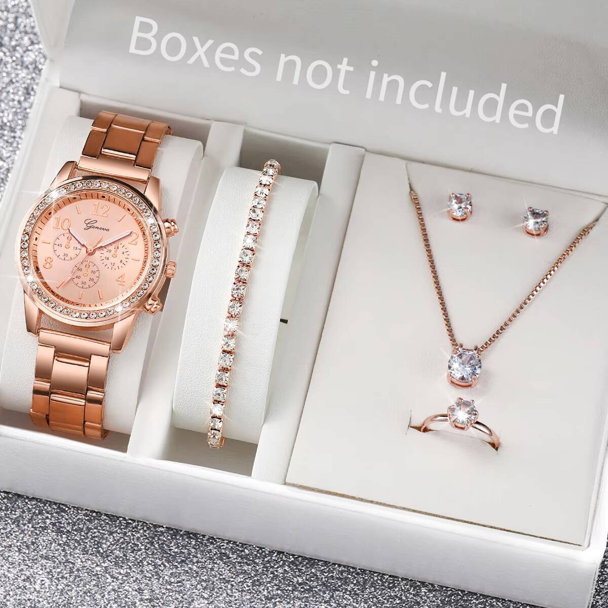 6개/세트 패션 라인스톤 여성용 시계 아날로그 쿼츠 손 - Jewelry And Watches Box 리뷰 및 가격