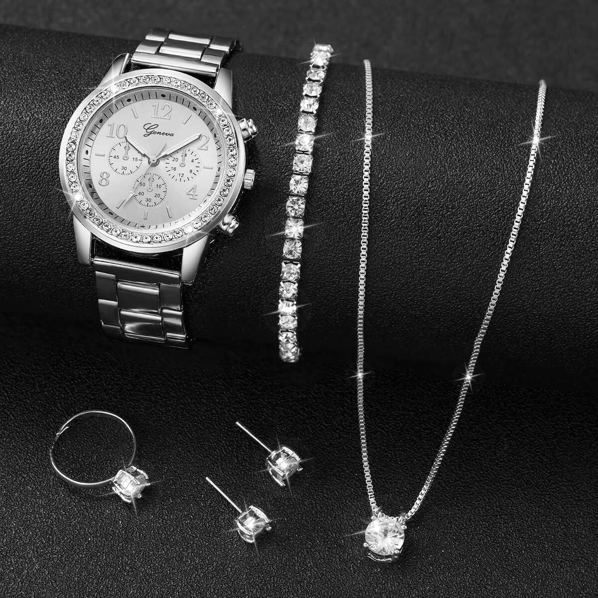 6개/세트 패션 라인스톤 여성용 시계 아날로그 쿼츠 손 - Jewelry And Watches Box 리뷰 및 가격