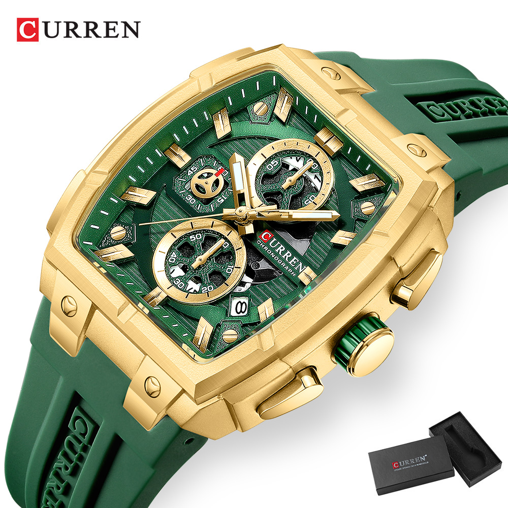 CURREN 남성용 럭셔리 빈티지 시계, 실리콘 스트랩 - Jewelry For Watches 리뷰 및 가격