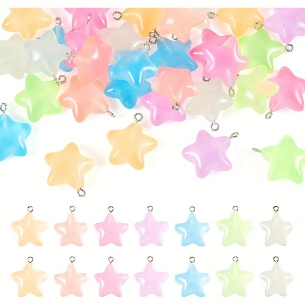 6/24/40개 혼합 색상 발광 레진 별 펜던트 DIY - Moon Star Earrings 리뷰 및 가격