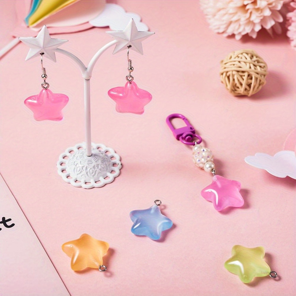 6/24/40개 혼합 색상 발광 레진 별 펜던트 DIY - Moon Star Earrings 리뷰 및 가격