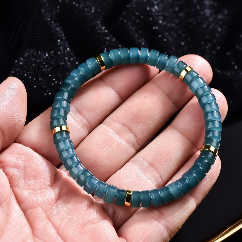 천연 비취 블루 워터 주판 비즈 스페이서 팔찌 고급 품 - Jewelry & Watches Bench 리뷰 및 가격