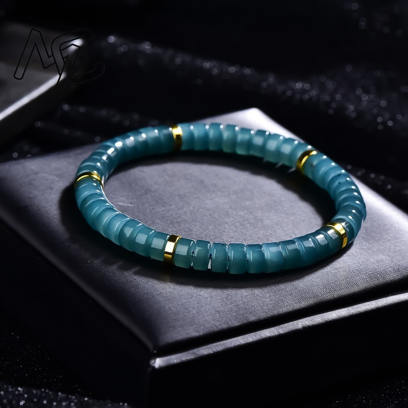 천연 비취 블루 워터 주판 비즈 스페이서 팔찌 고급 품 - Jewelry & Watches Bench 리뷰 및 가격